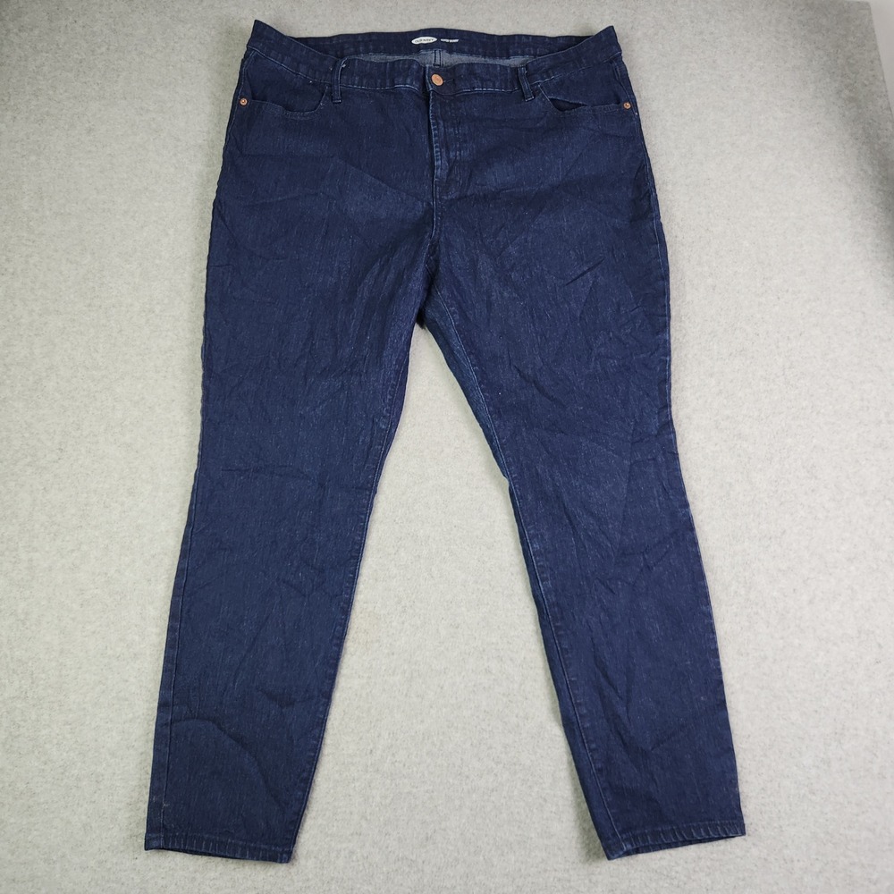 Old Navy Jeans Womens 3/18 Dark Blue Denim Mid Rise Stretch Super Skinny Rinse